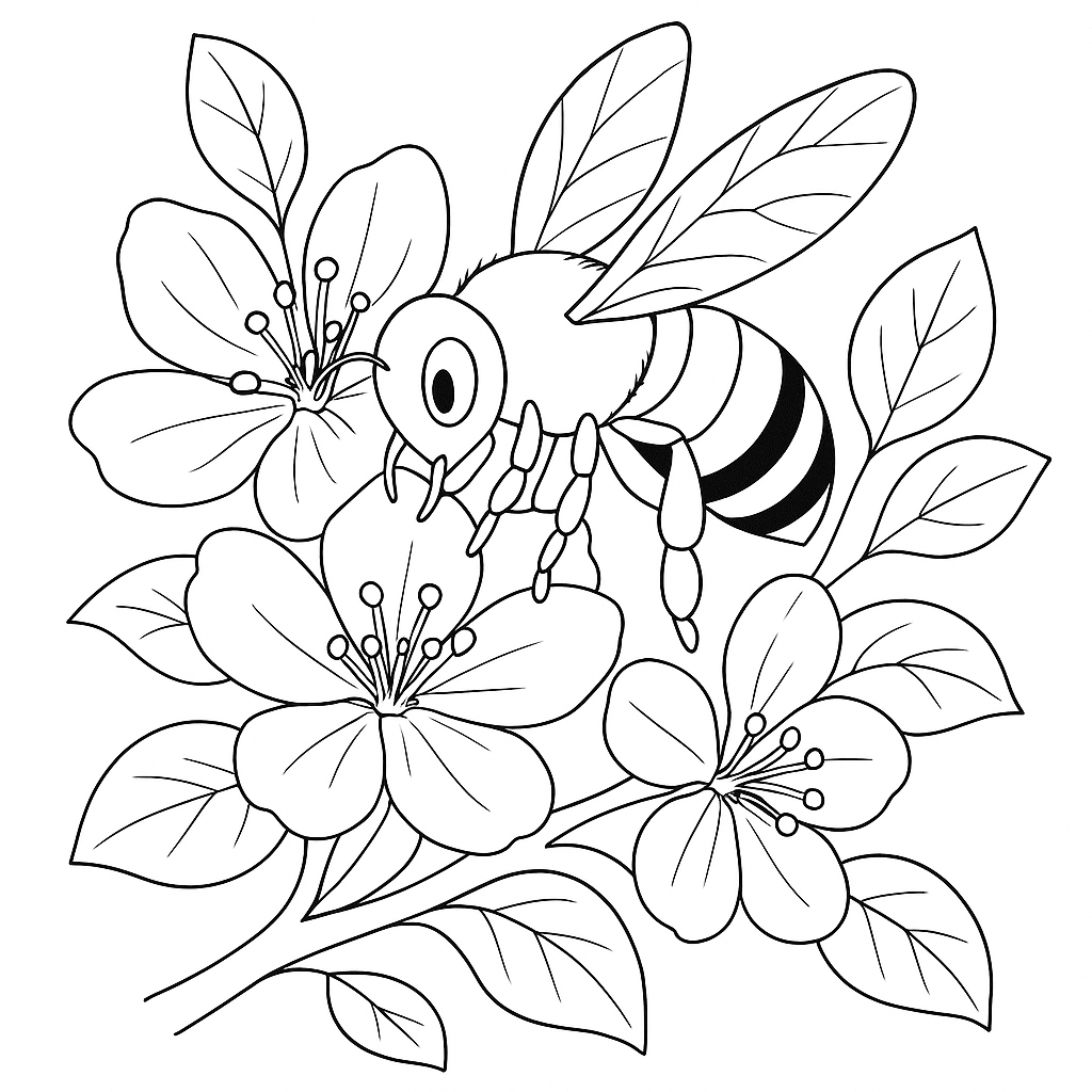 Busy Bee Collecting Nectar From Apple Blossoms