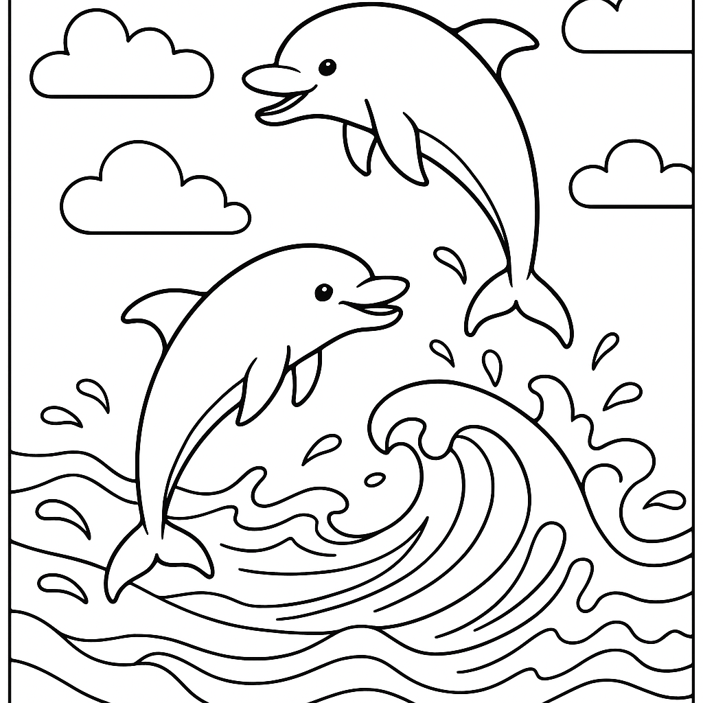 Dolphins Jumping Out Of Ocean Waves