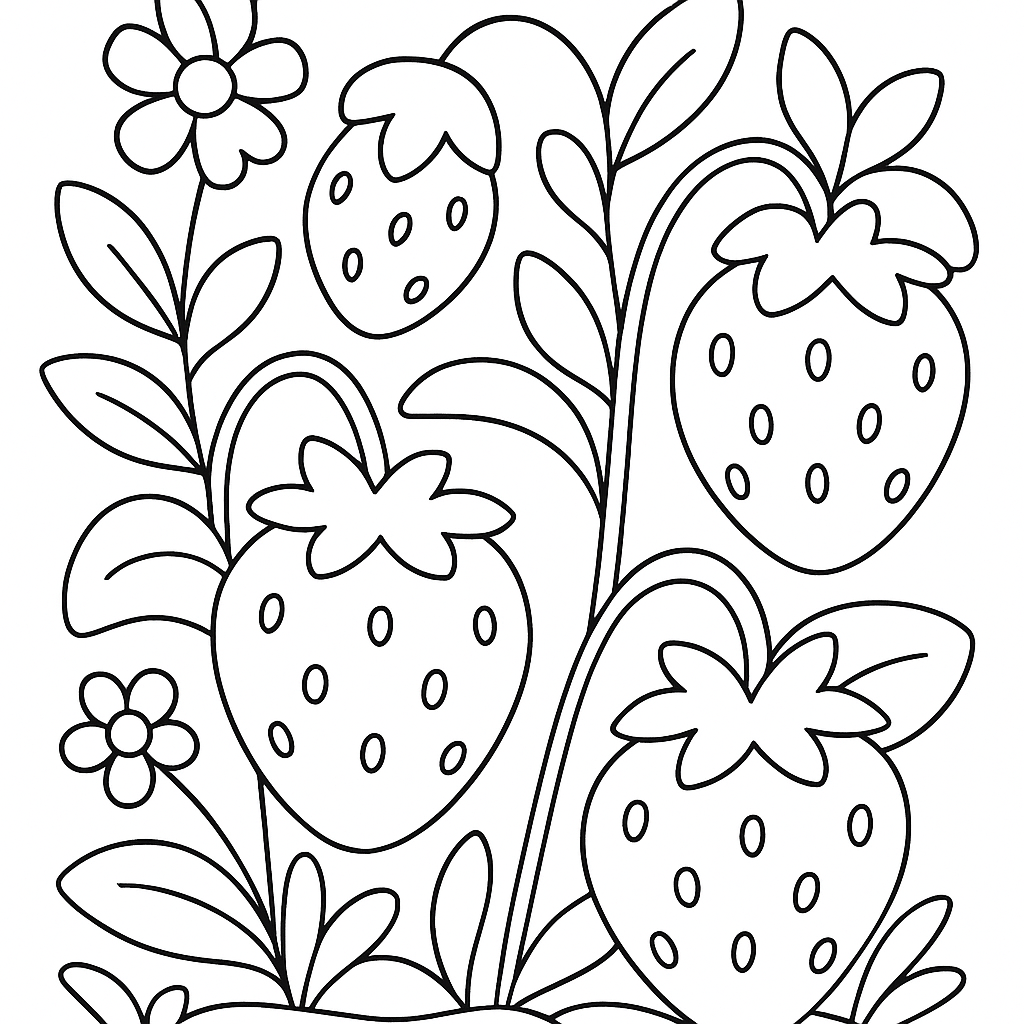 A Strawberry Patch With Ripe Berries