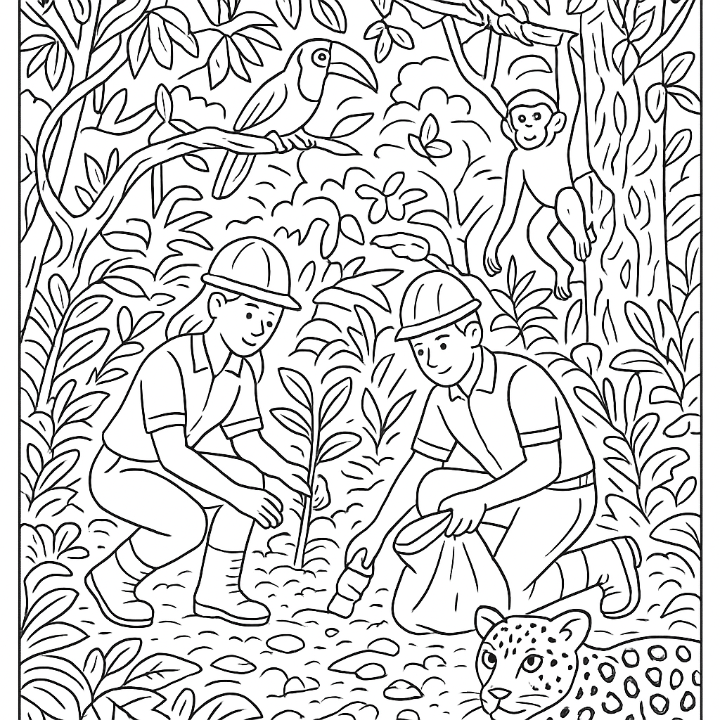 Rainforest Scene Showing Conservation Efforts