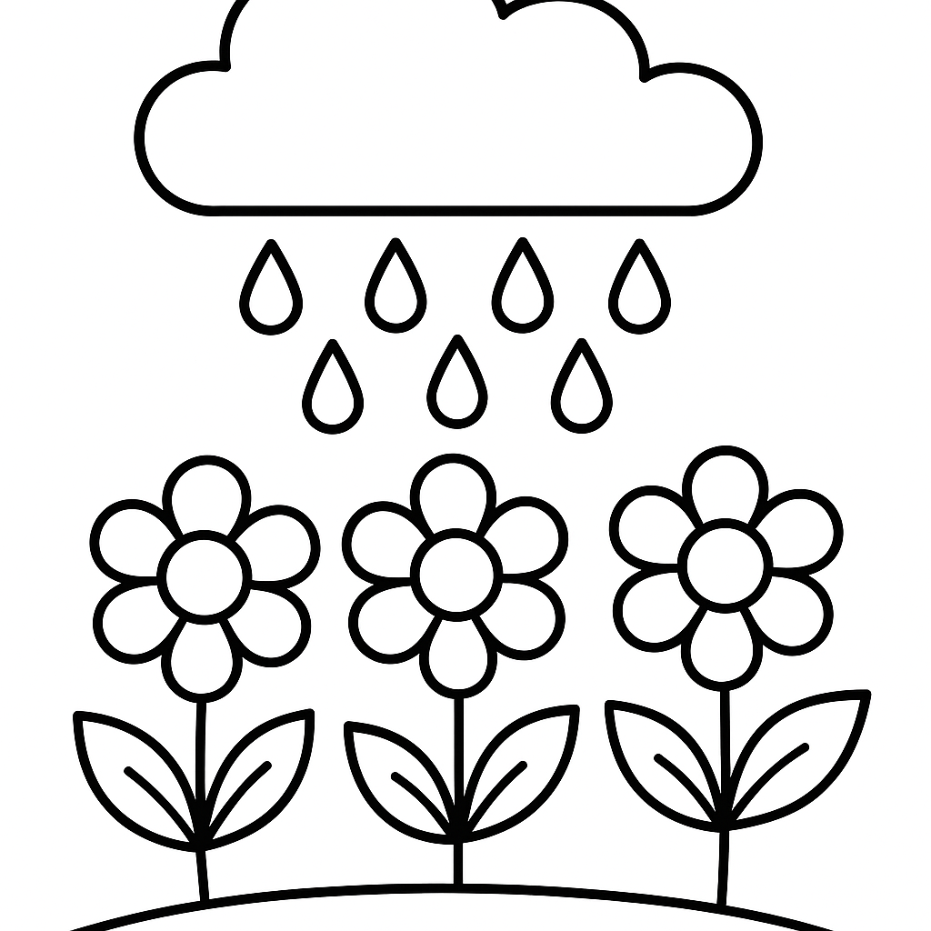 A Rain Shower With Flowers Blooming Underneath