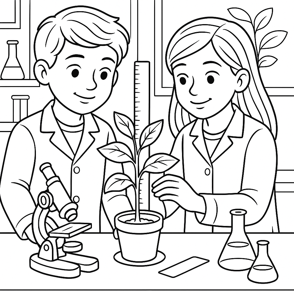 Students Measuring Plant Growth In Science Experiment