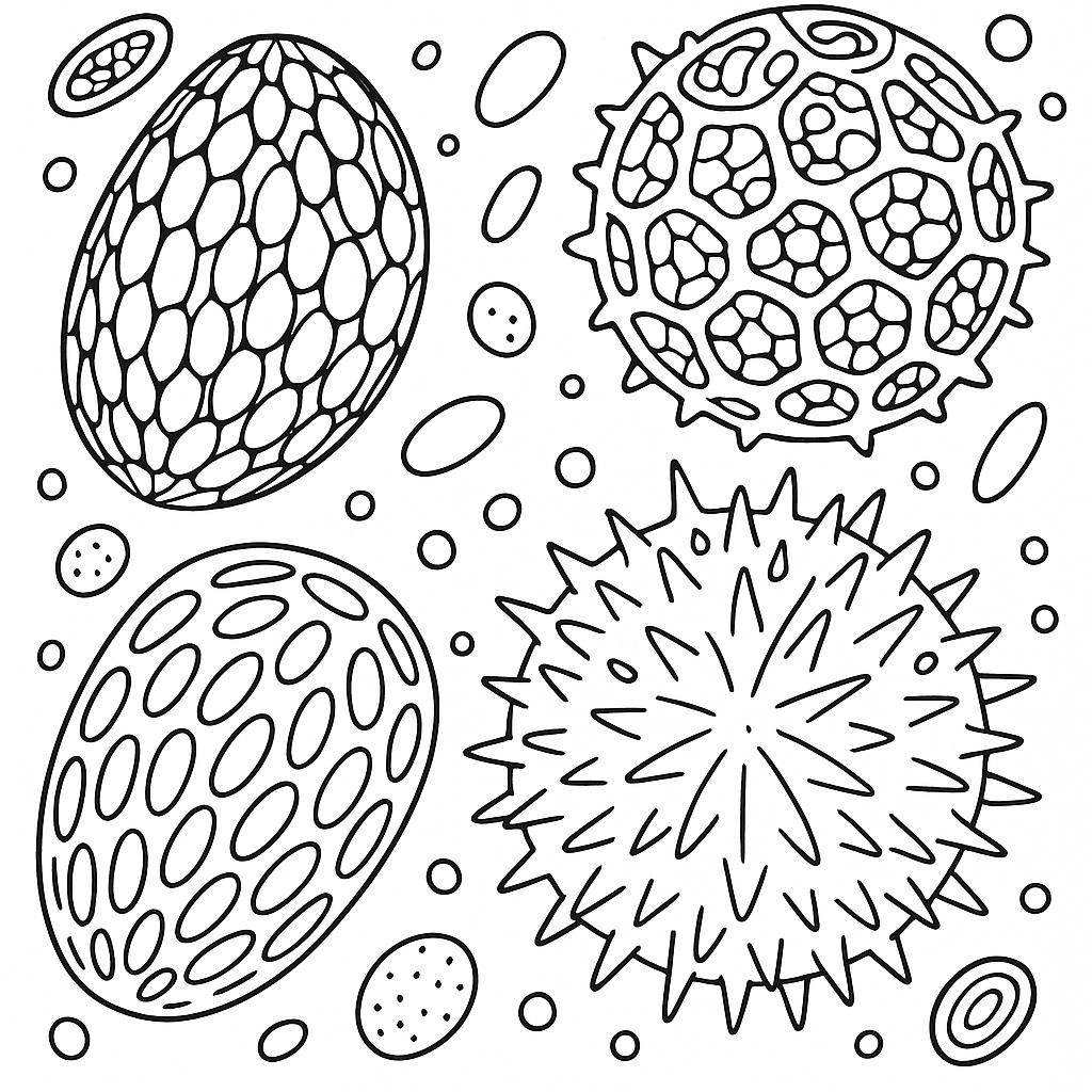 A Detailed View Of Flower Pollen Grains Under Magnification