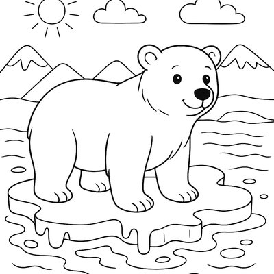 Polar Bear On Melting Spring Ice Floe