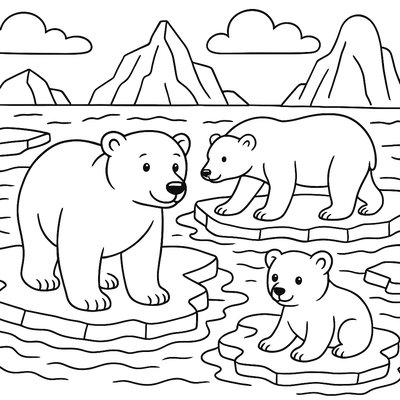 Polar Bears On Melting Spring Ice