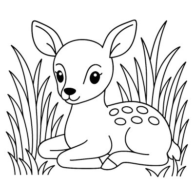 Baby Deer Fawn With Mother In Spring Forest