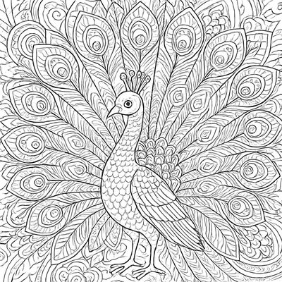 A Peacock With Feathers Spread