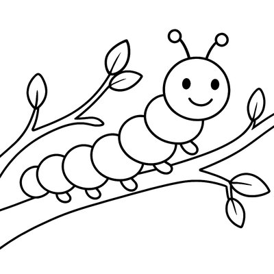 A Caterpillar Crawling On A Branch With Spring Buds