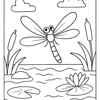 A Dragonfly Over A Pond
