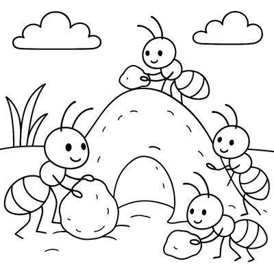 Ants Working Together To Build Their Hill