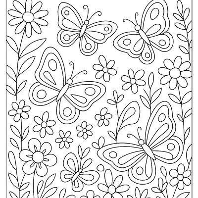 Multiple Butterflies In A Flower Garden