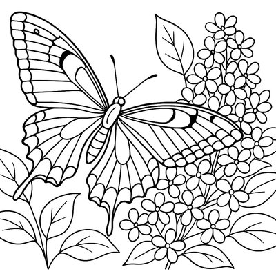 Swallowtail Butterfly On Purple Lilac Flowers
