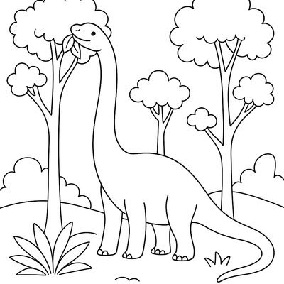 A Long-necked Brontosaurus Eating From Tall Trees