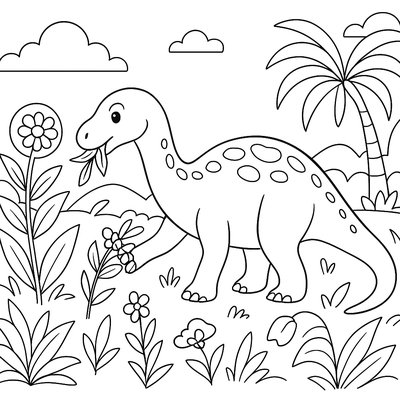 Herbivore Dinosaur Eating Prehistoric Spring Plants