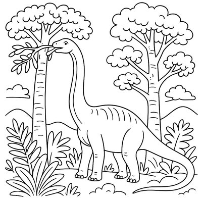 Long-necked Dinosaur Eating From Tall Trees