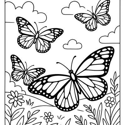 Monarch Butterflies On Migration Route