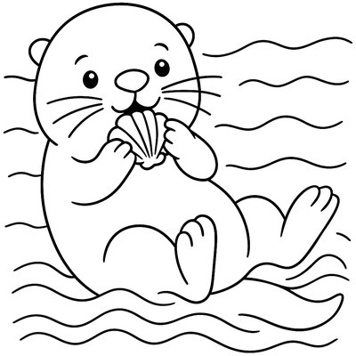 A Sea Otter Floating On Its Back Eating Shellfish