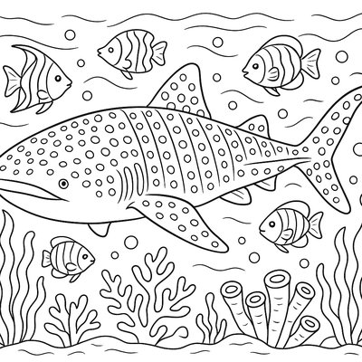 A Whale Shark Swimming With Tropical Fish