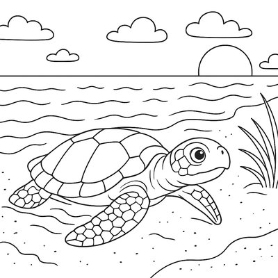 Sea Turtle Returning To Beach For Nesting Season