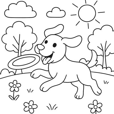 A Dog Playing With A Frisbee In A Spring Park