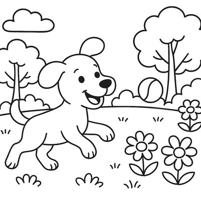 Dog Playing Fetch In Blooming Park