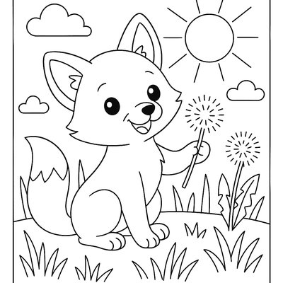 A Fox Kit Playing In Wildflowers