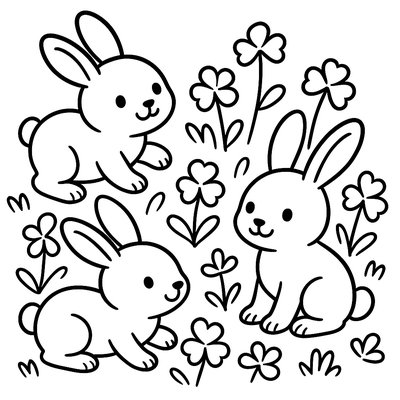 Baby Rabbits Playing In A Clover Patch