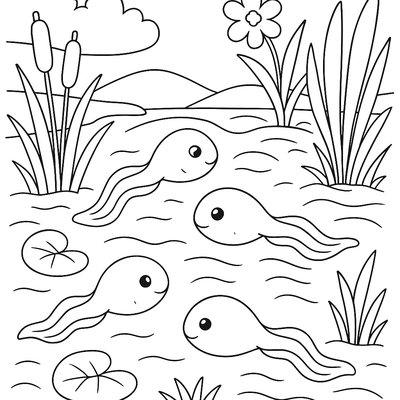 Tadpoles Swimming In Spring Pond