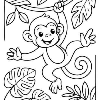 A Monkey Swinging On A Vine