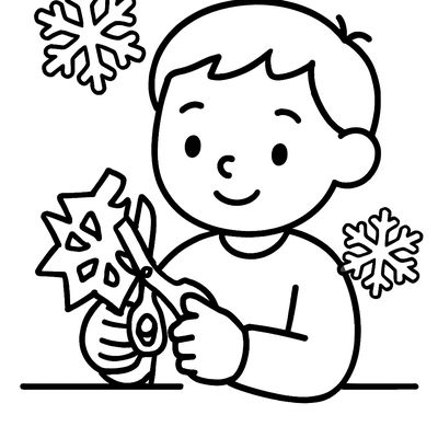 A Child Cutting Paper Snowflakes With Scissors