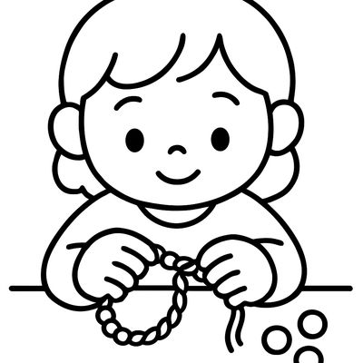 A Child Making A Friendship Bracelet