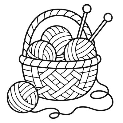 A Knitting Basket With Yarn Balls And Needles