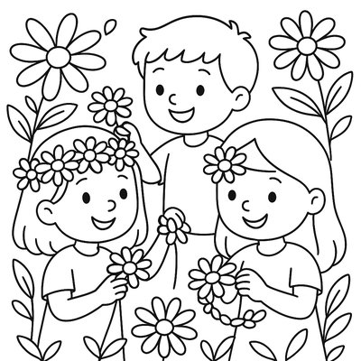 Children Making Bird Houses Decorated With Pressed Flowers