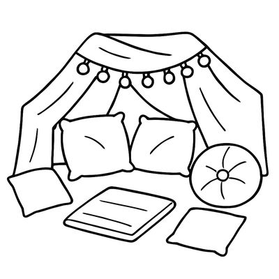 A Blanket Fort With Pillows And Fairy Lights