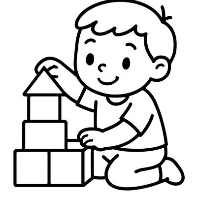 A Child Building With Colorful Blocks