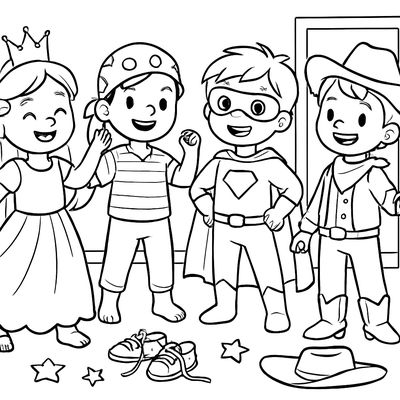 Children In Costume Playing Dress-up
