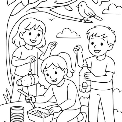 Children Creating Planters From Recycled Containers For Seedlings