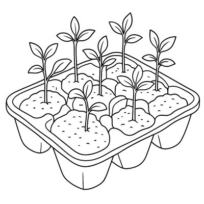 Egg Carton Seed Starter Garden With Sprouting Plants