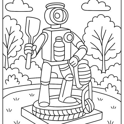 Sculpture Made From Recycled Materials In Park Setting