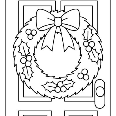 A Wreath With A Bow And Holly Berries On A Front Door