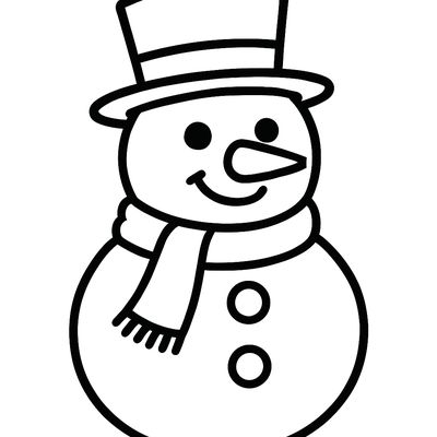 A Happy Snowman With A Top Hat Scarf And Carrot Nose