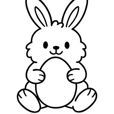 A Cute Fluffy Easter Bunny Holding A Big Egg