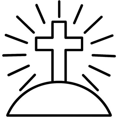 A Simple Cross On A Hill With Sun Rays Behind It