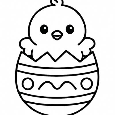 A Baby Chick Hatching Out Of A Cracked Easter Egg