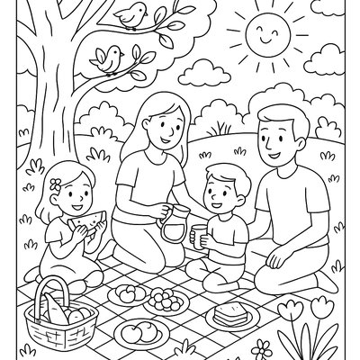 Late Spring Picnic With Families Celebrating Season