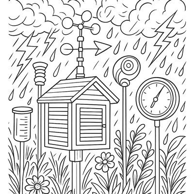 A Weather Station With Instruments Measuring Spring Storm Data