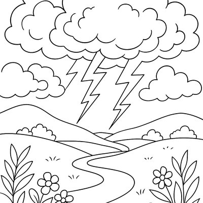 Spring Storm Clouds Forming Over A Landscape With Lightning