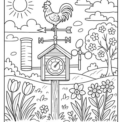 Weather Station In A Meadow Measuring Spring Rainfall