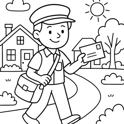 Mail Carrier Delivering Letters To Neighborhood