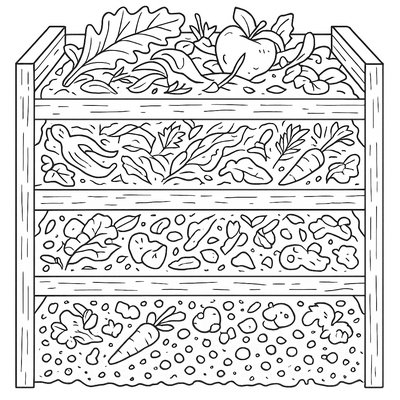 Composting Bin Showing Decomposition Layers